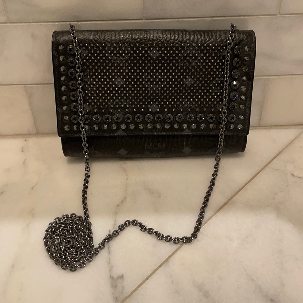 Mcm black small cross body bag